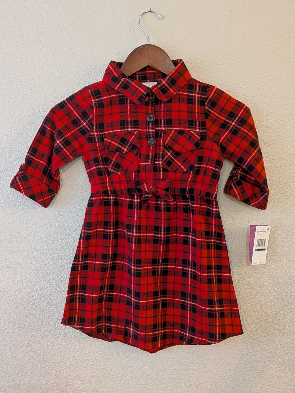 Nannette Girls Red Plaid Shirt Dress